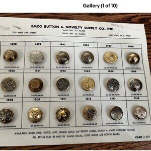 Vintage Metal Buttons EMCO Button New York NY Salesman Sample Display Card 121